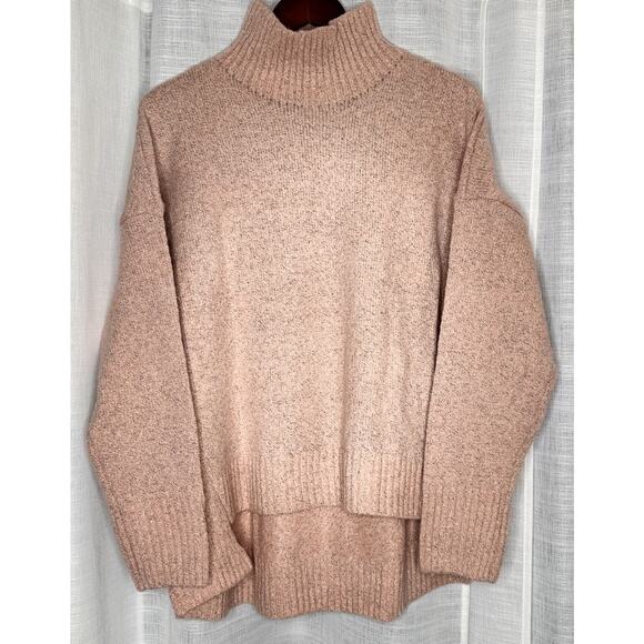 Treasure & Bond Long Sleeves Pink Smoke Hi Low Mock Neck Pullover Sweater Large - Picture 1 of 5
